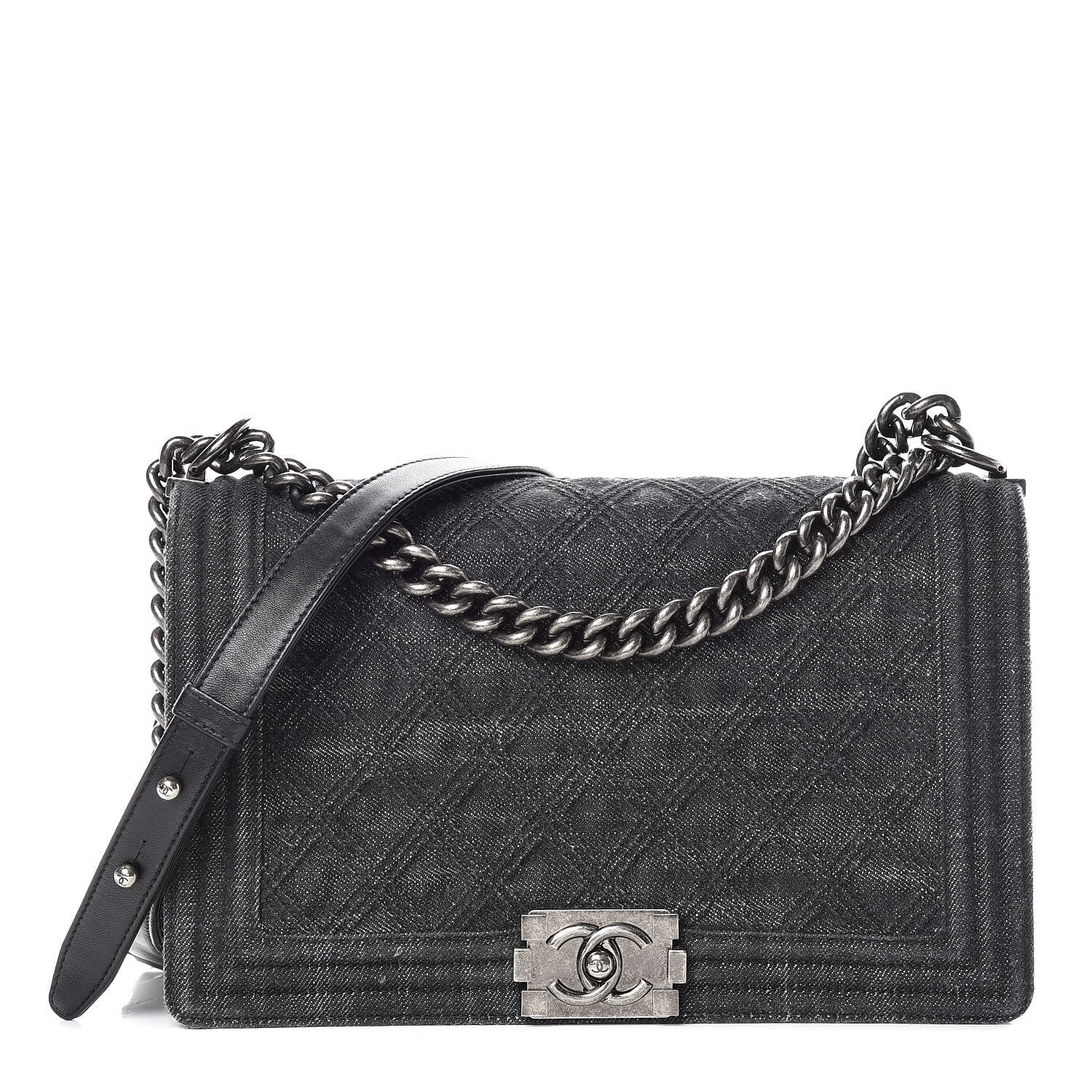 Chanel Denim Quilted New Medium Boy Flap Black 1 of 9