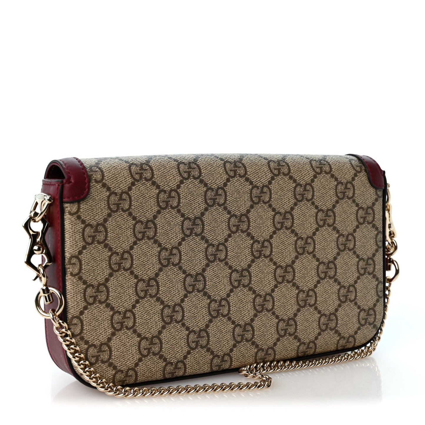 GG Supreme Monogram Azalea Calfskin Horsebit 1955 Mini Bag Beige Ebony Rosso Ancora