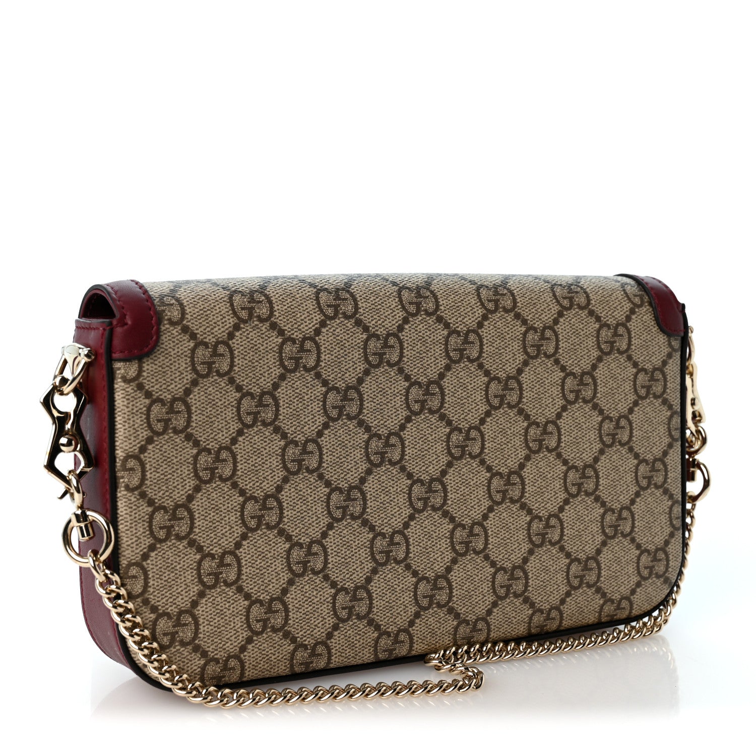 Gucci GG Supreme Monogram Azalea Calfskin Horsebit 1955 Mini Bag Beige Ebony Rosso Ancora 3 of 9