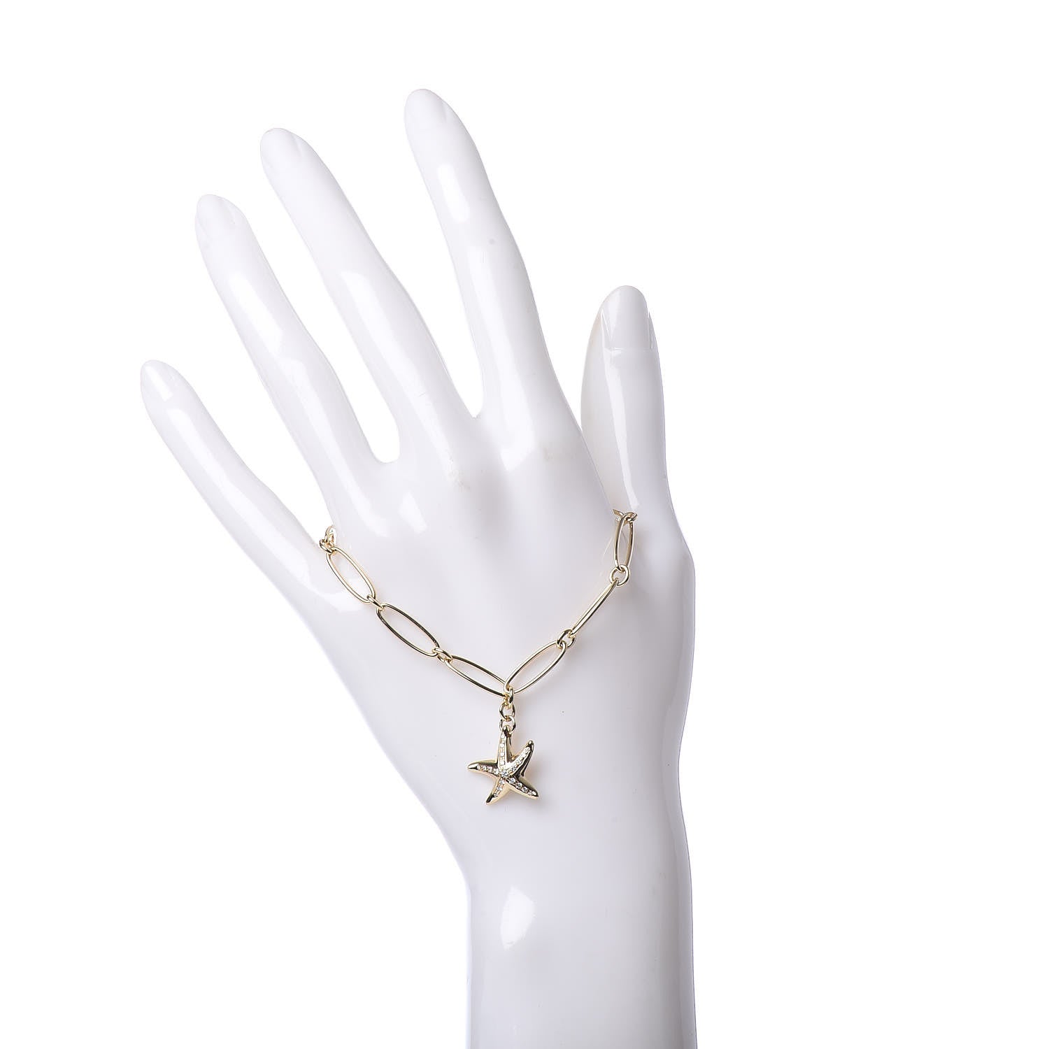 Tiffany 18K Yellow Gold Diamond Elsa Peretti Starfish Charm Bracelet 2 of 7