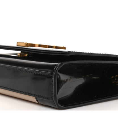 Saint Laurent Nappa Patent Calfskin Two-Toned Small Monogram Kate Satchel Desert Sand Black 8 of 8