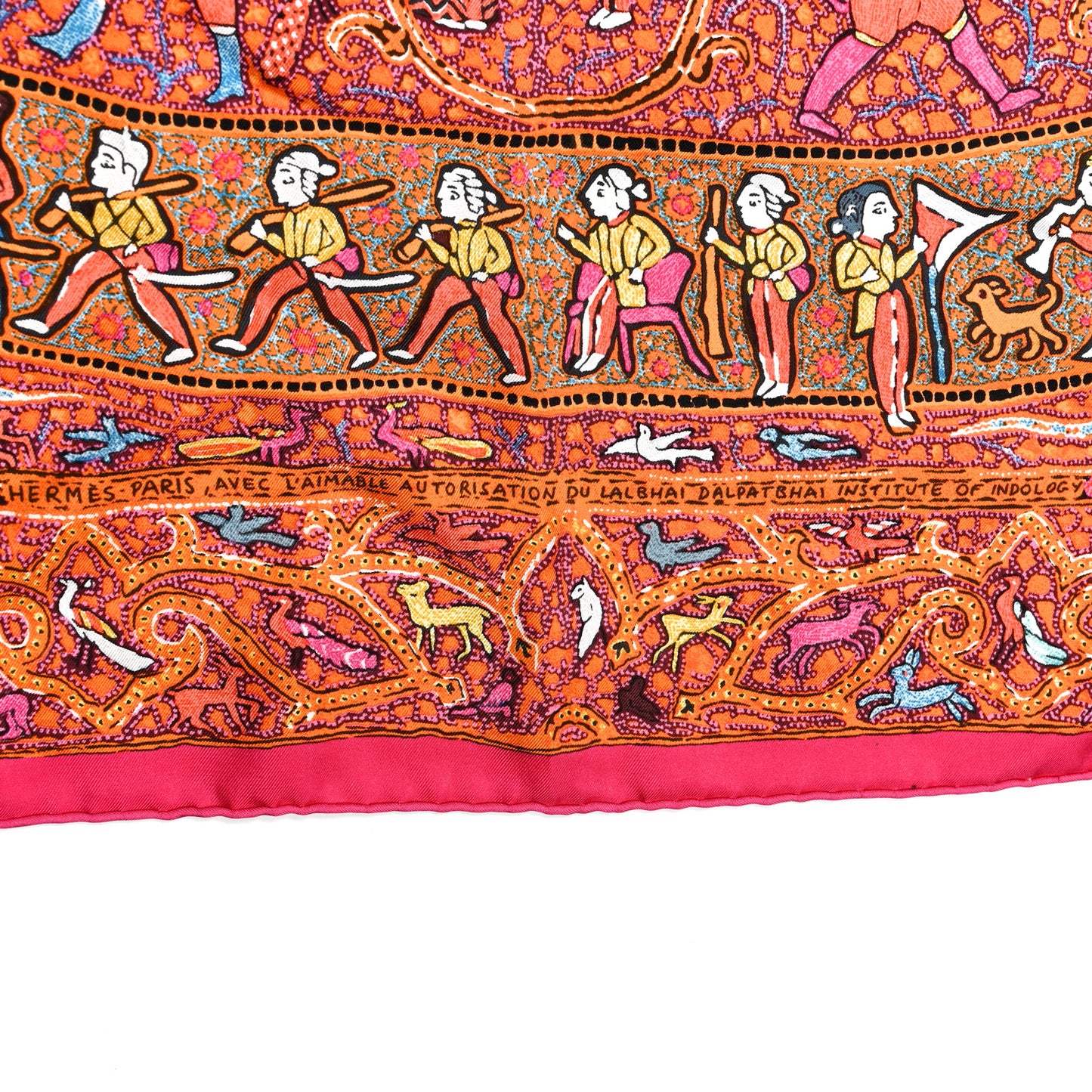 Silk Lalbhai Scarf 140 Rose Indien Orange Jaune