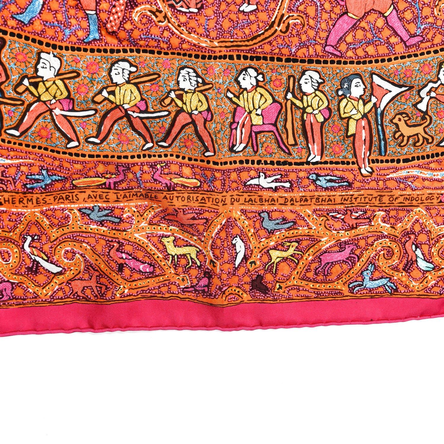 Hermes Silk Lalbhai Scarf 140 Rose Indien Orange Jaune 2 of 3