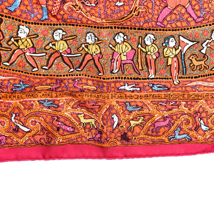 Hermes Silk Lalbhai Scarf 140 Rose Indien Orange Jaune 2 of 3