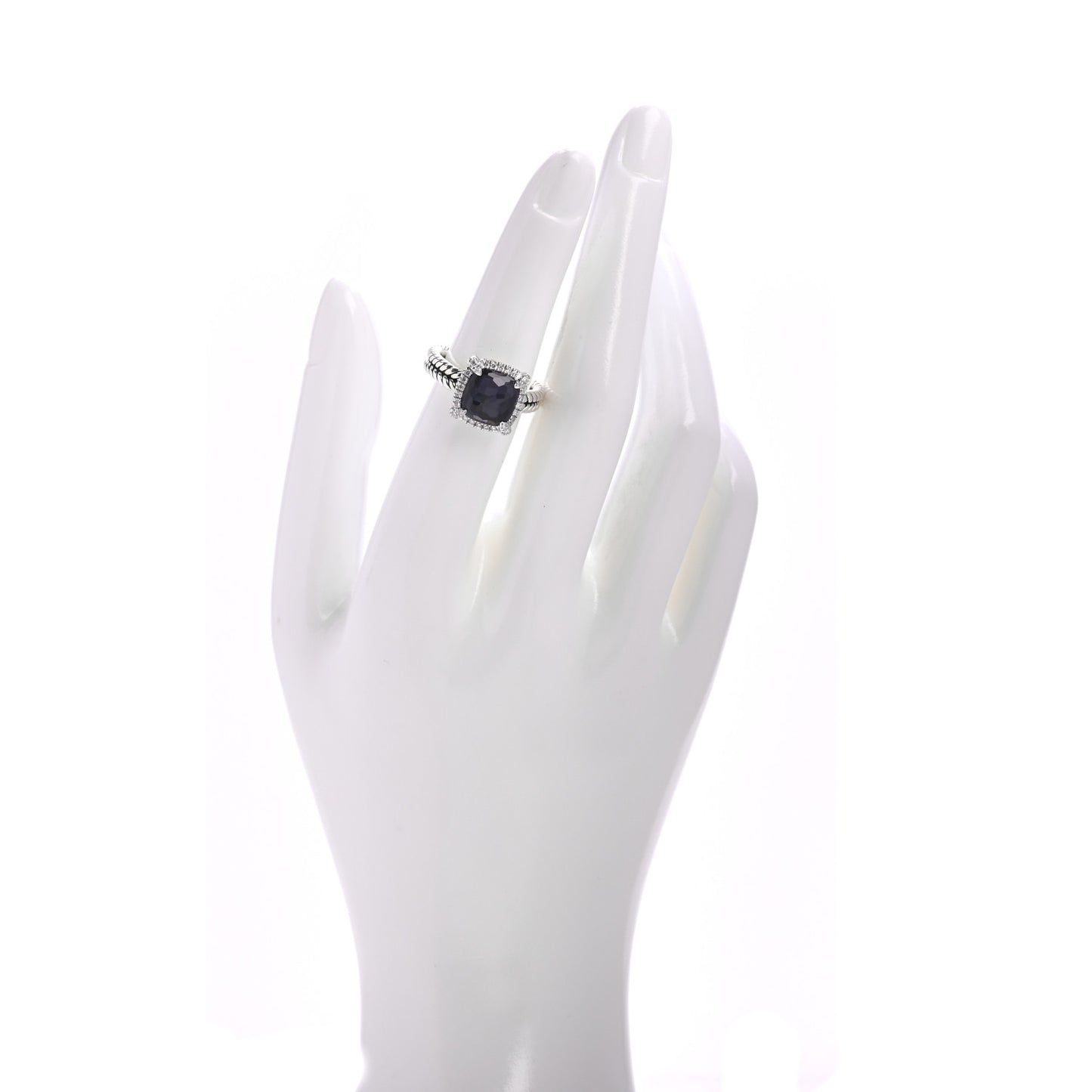 Sterling Silver Diamond Black Orchid 9mm Chatelaine Pave Bezel Ring 52 6