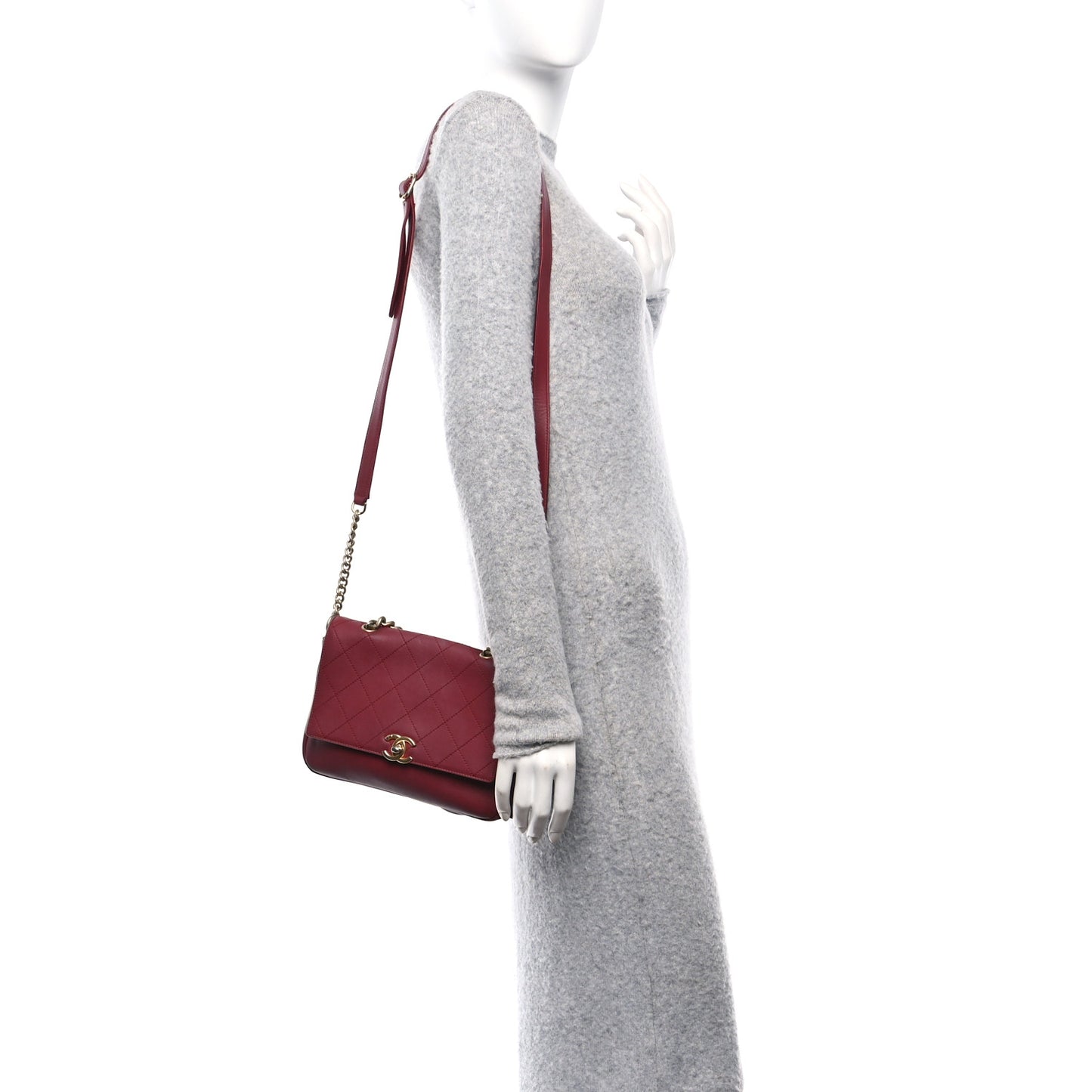 Calfskin Stitched Flap Red