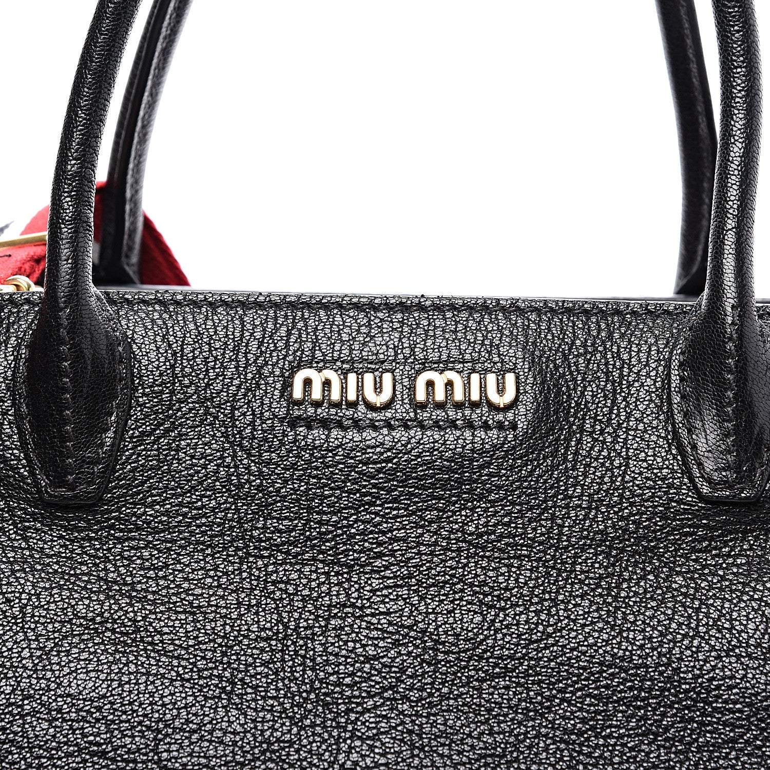 Miu Miu Goatskin Madras Shopper Tote Black 8 of 8