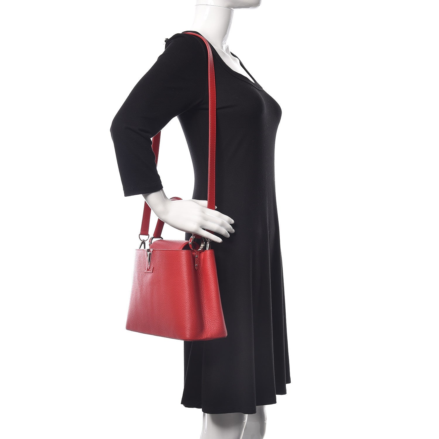 Louis Vuitton Taurillon Capucines PM Rubis 2 of 21