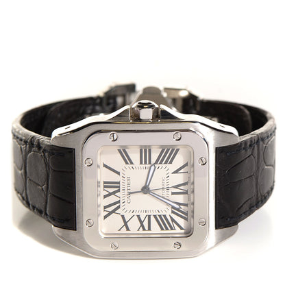 Cartier Stainless Steel Alligator 38mm Santos 100 Automatic Watch 2 of 8