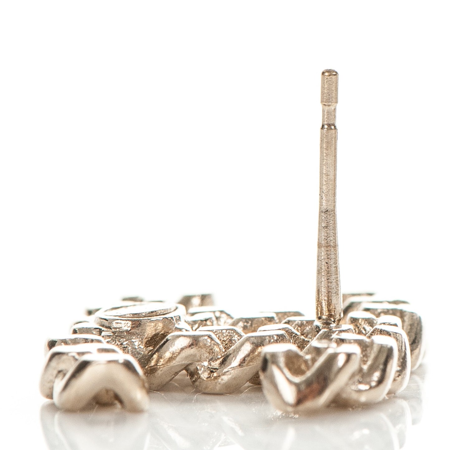 Metal Chain Link CC Earrings Gold