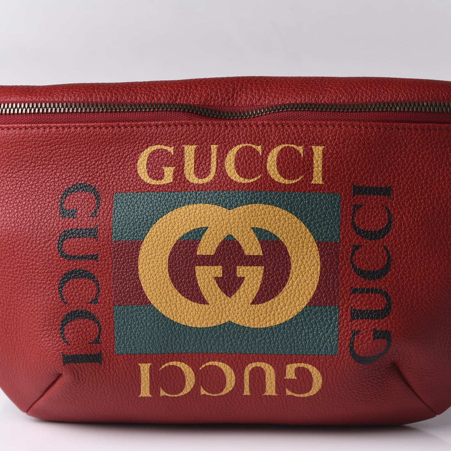 Grained Calfskin Logo Belt Bag Hibiscus Red