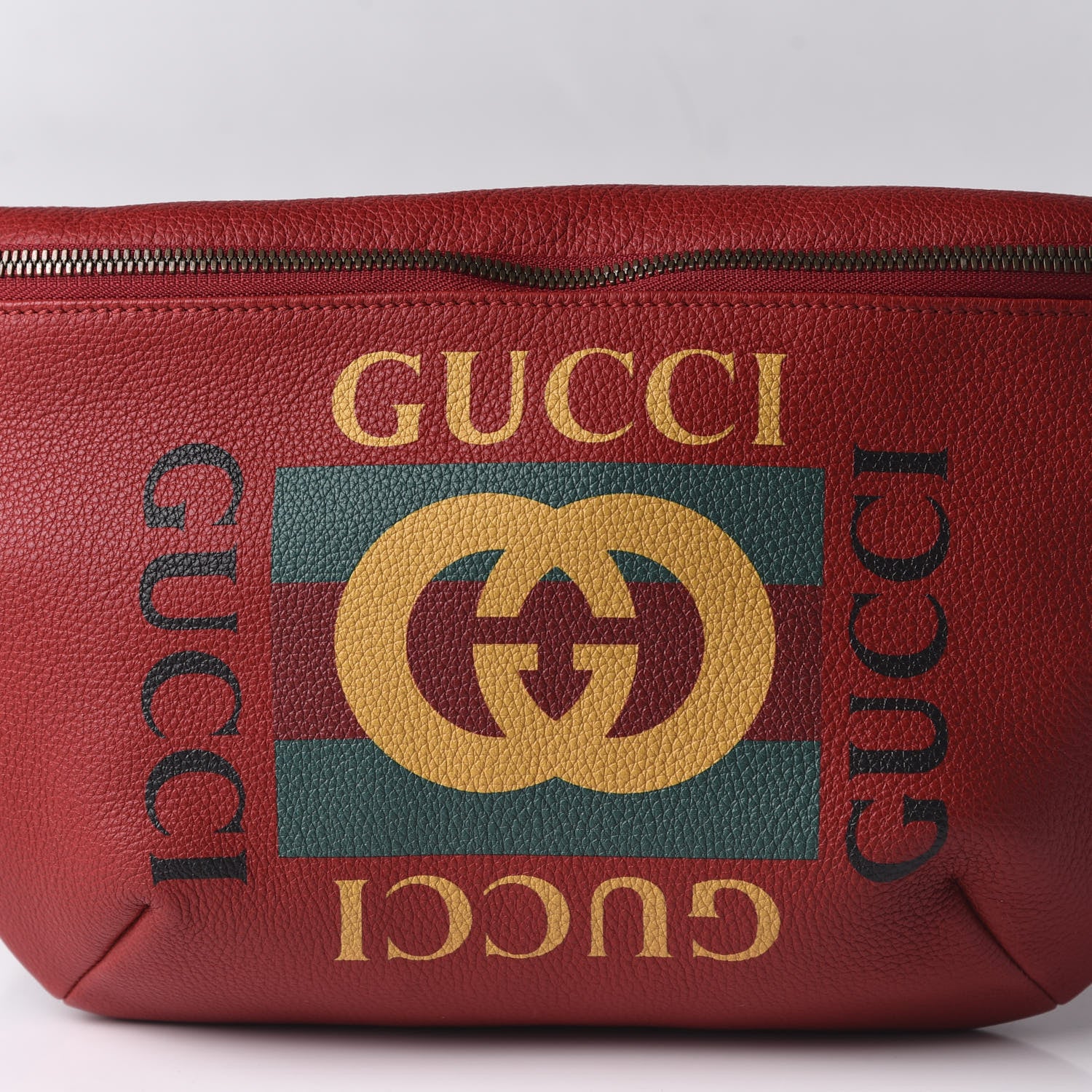 Gucci Grained Calfskin Logo Belt Bag Hibiscus Red 10 of 10