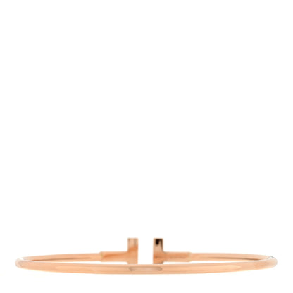Tiffany 18K Rose Gold Diamond T Wire Bracelet 2 of 3