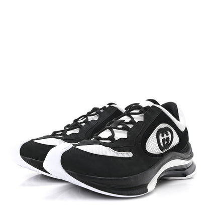 Gucci Technical Knit Fabric Suede Calfskin Mens Gucci Run Sneakers 11.5 Black White 4 of 9