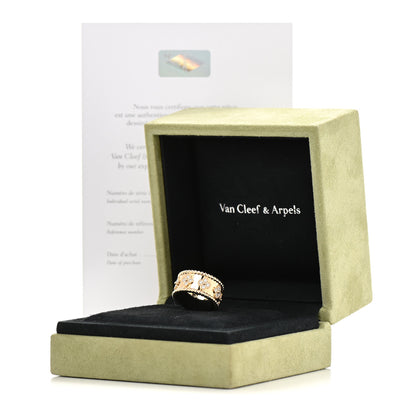 Van Cleef & Arpels 18K Yellow Gold Diamond Perlee Clovers Ring 52 6 5 of 5