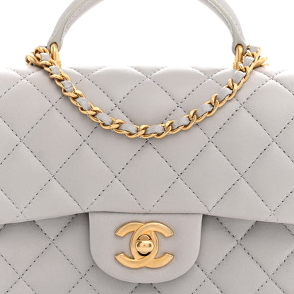 Chanel Lambskin Quilted Mini Top Handle Rectangular Flap Grey 7 of 10