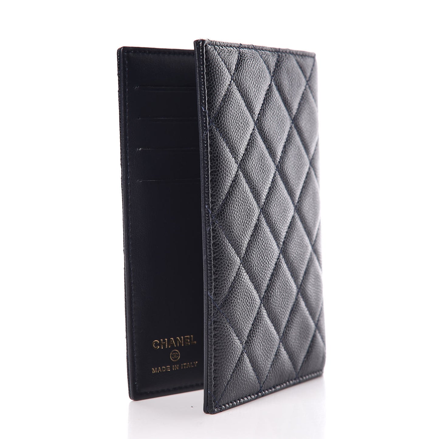 Caviar Quilted Passport Holder Navy