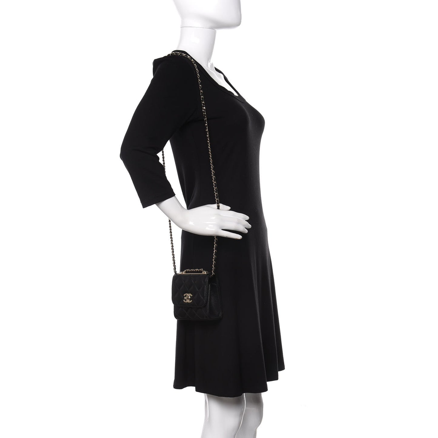 Lambskin Quilted Mini Trendy CC Chain Wallet Black