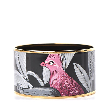 Hermes Enamel Printed Tree of Song Extra Wide Bracelet 70 Faux Gris 1 of 6