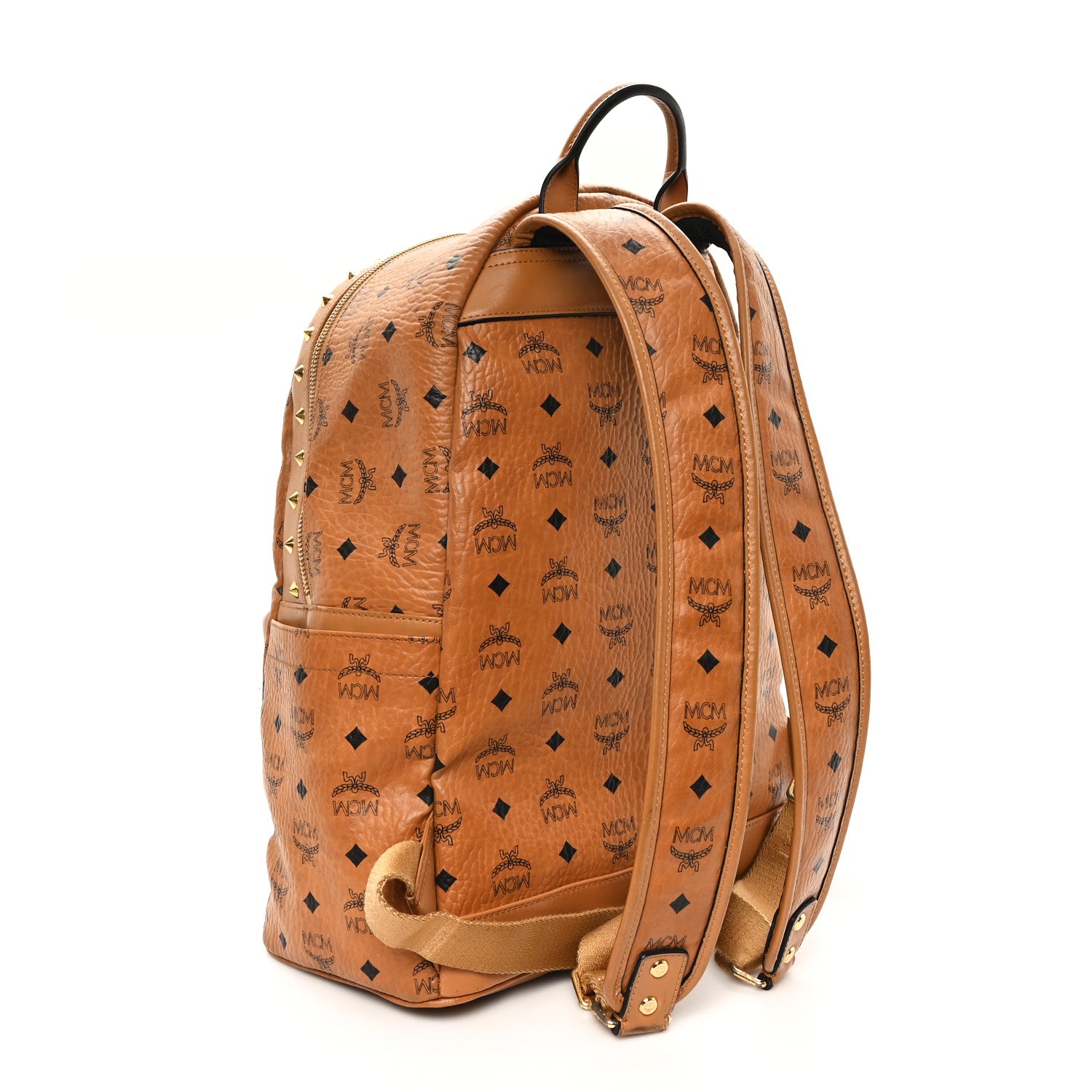 MCM Visetos Studded Medium Stark M Logo Collection Backpack Cognac 3 of 12
