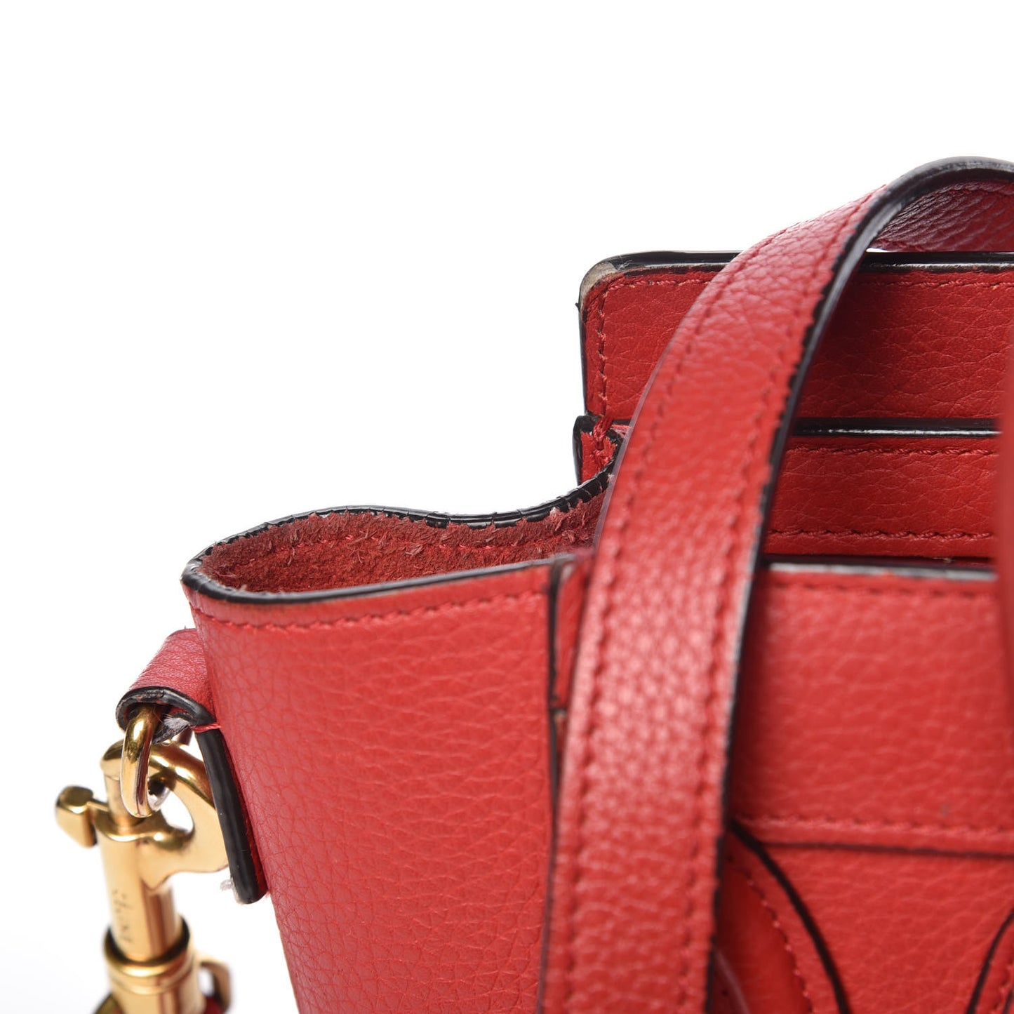 Drummed Calfskin Nano Luggage Coquelicot