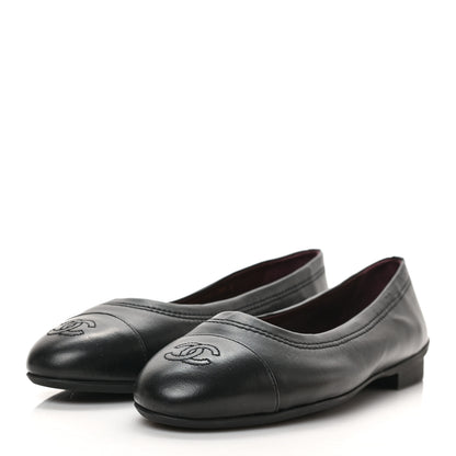 Chanel Lambskin Cap Toe CC Uniform Ballerina Flats 39 Black 2 of 8