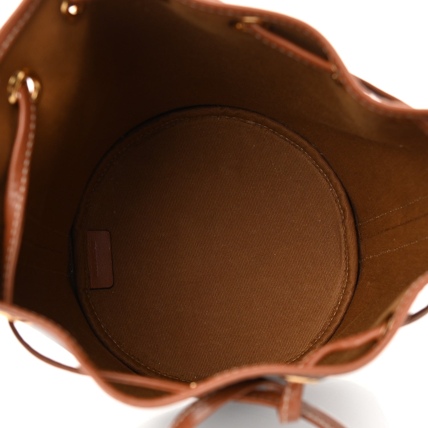 Celine Triomphe Canvas Calfskin Small Drawstring Bucket Bag Tan 5 of 11