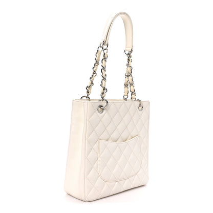 Chanel Caviar Quilted Petit Shopping Tote PST White 3 of 10