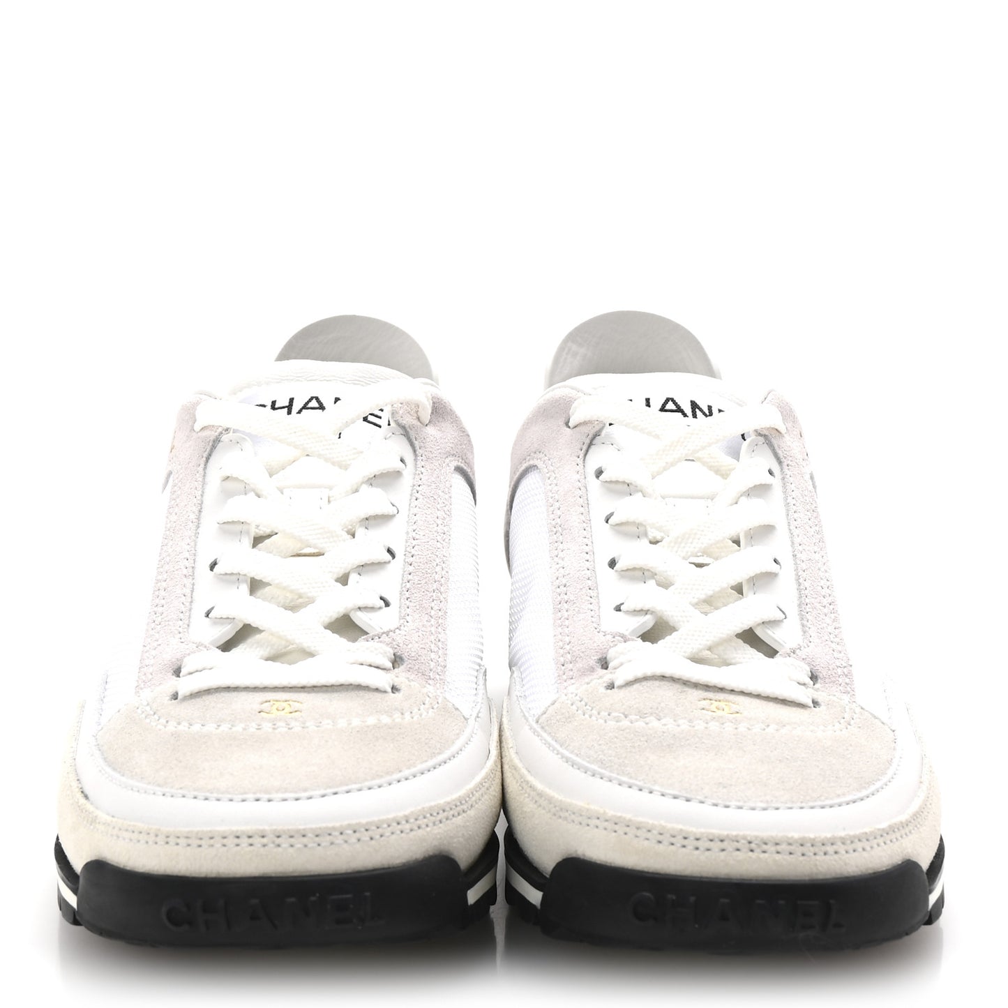 Suede Calfskin Fabric CC Sneakers 36 Light Pink White