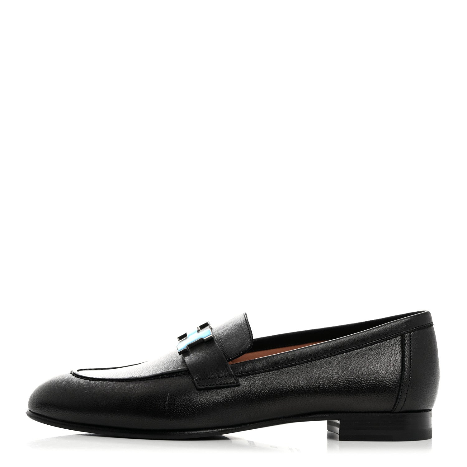 Hermes Goatskin Womens Paris Loafers 38 Black 1 of 9