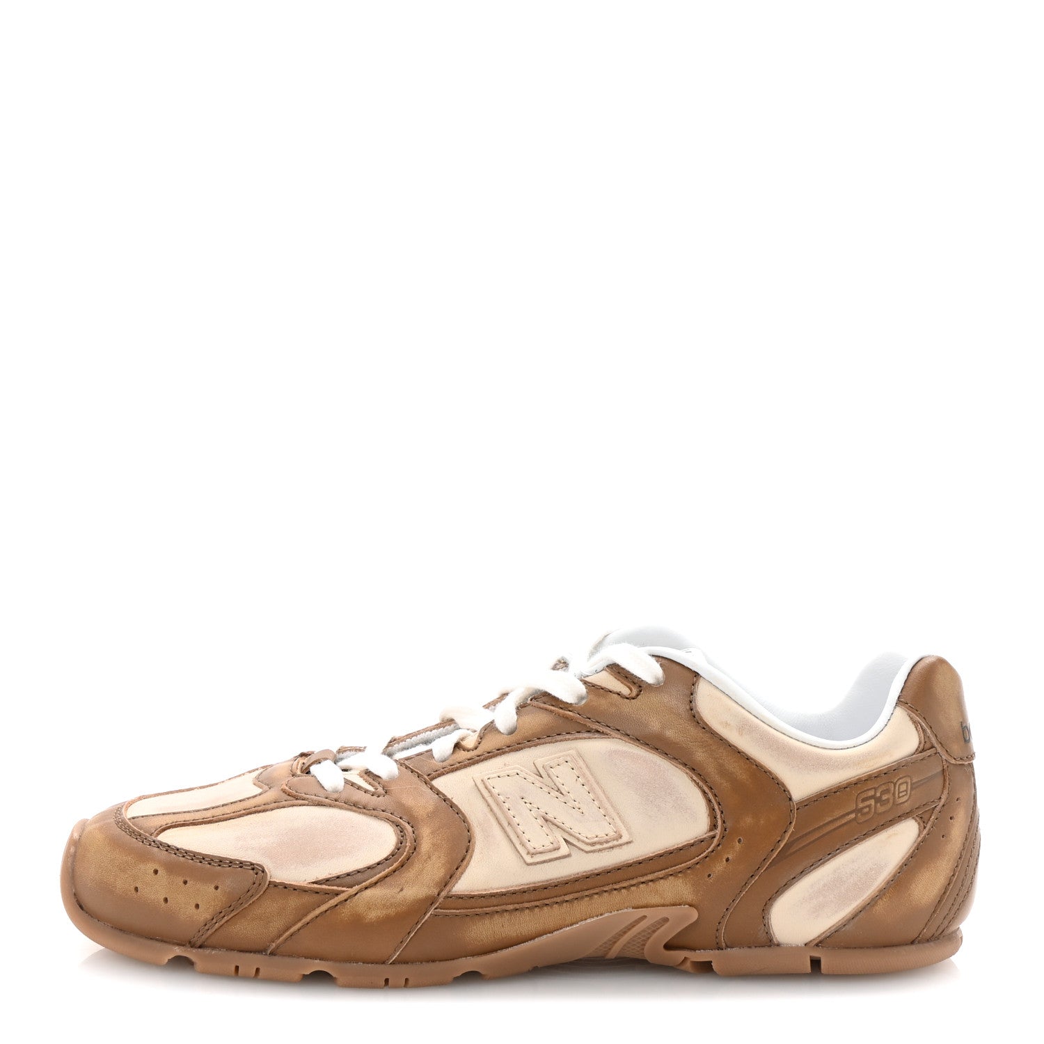 Miu Miu X NEW BALANCE Bleached Calfskin 530 SL Sneakers 38 Cinnamon Travertine Gray 1 of 10