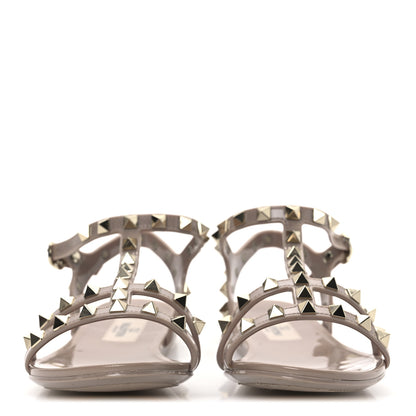 Valentino Garavani PVC Jelly Rockstud Caged Sandals 36 Poudre 3 of 12