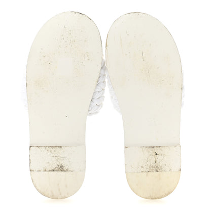 Chanel Raffia Crystal CC Mules Sandals 39 White 6 of 10