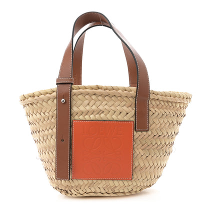Loewe Raffia Small Basket Tote Bag Natural Orange 1 of 10