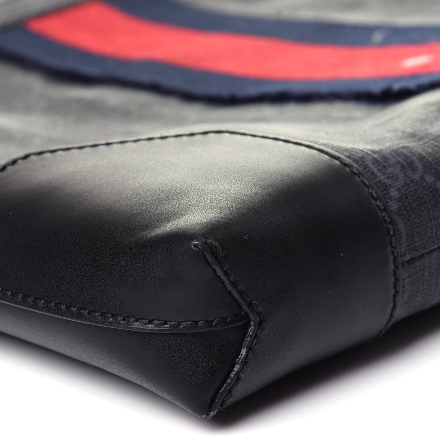Gucci Soft GG Supreme Monogram Appia Calfskin Web East West Messenger Bag Black Grey 8 of 10
