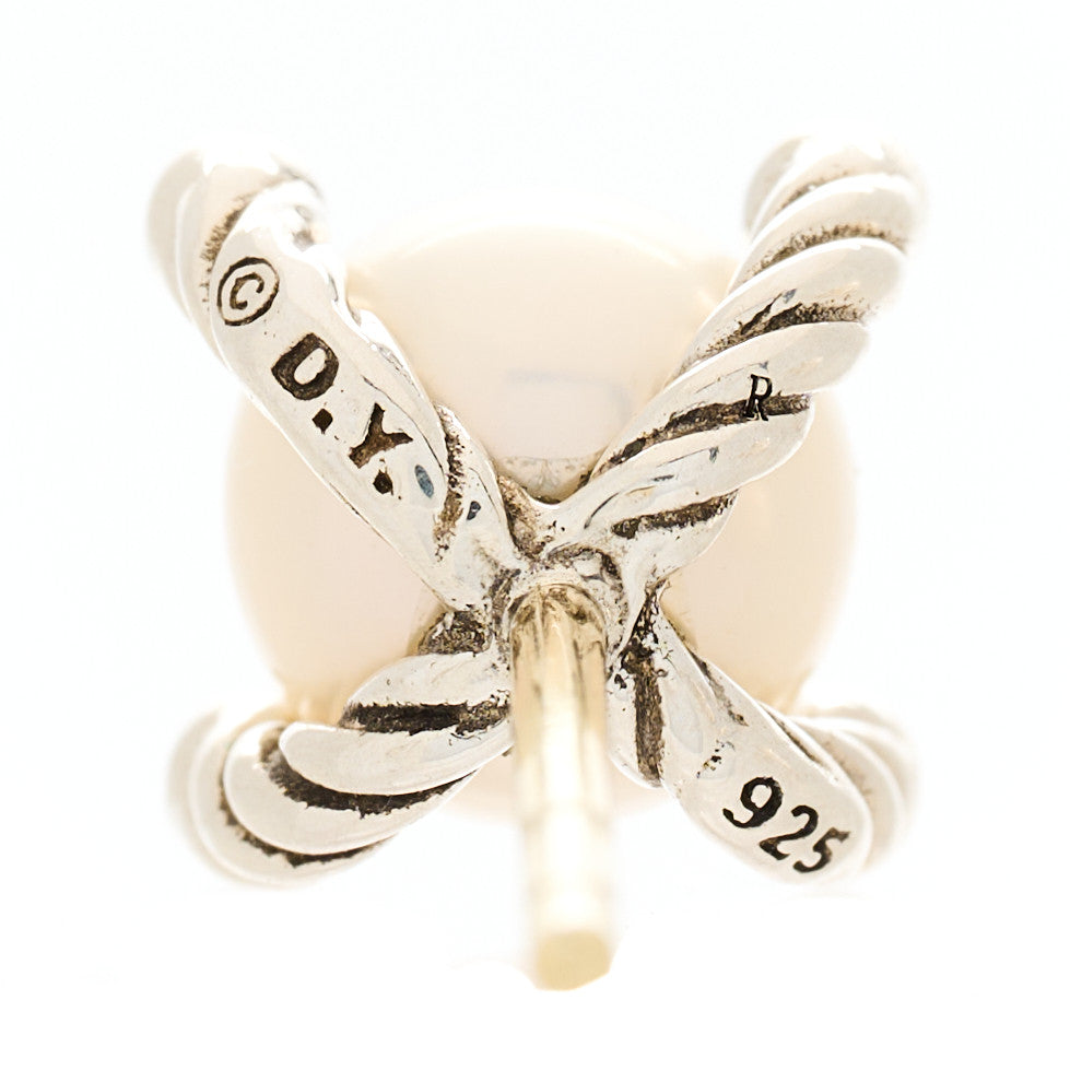 Sterling Silver Diamond Pearl 7mm Earrings