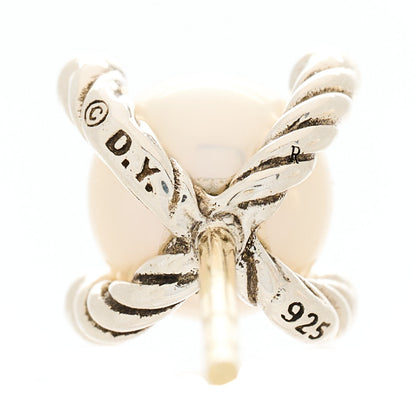 David Yurman Sterling Silver Diamond Pearl 7mm Earrings 3 of 3