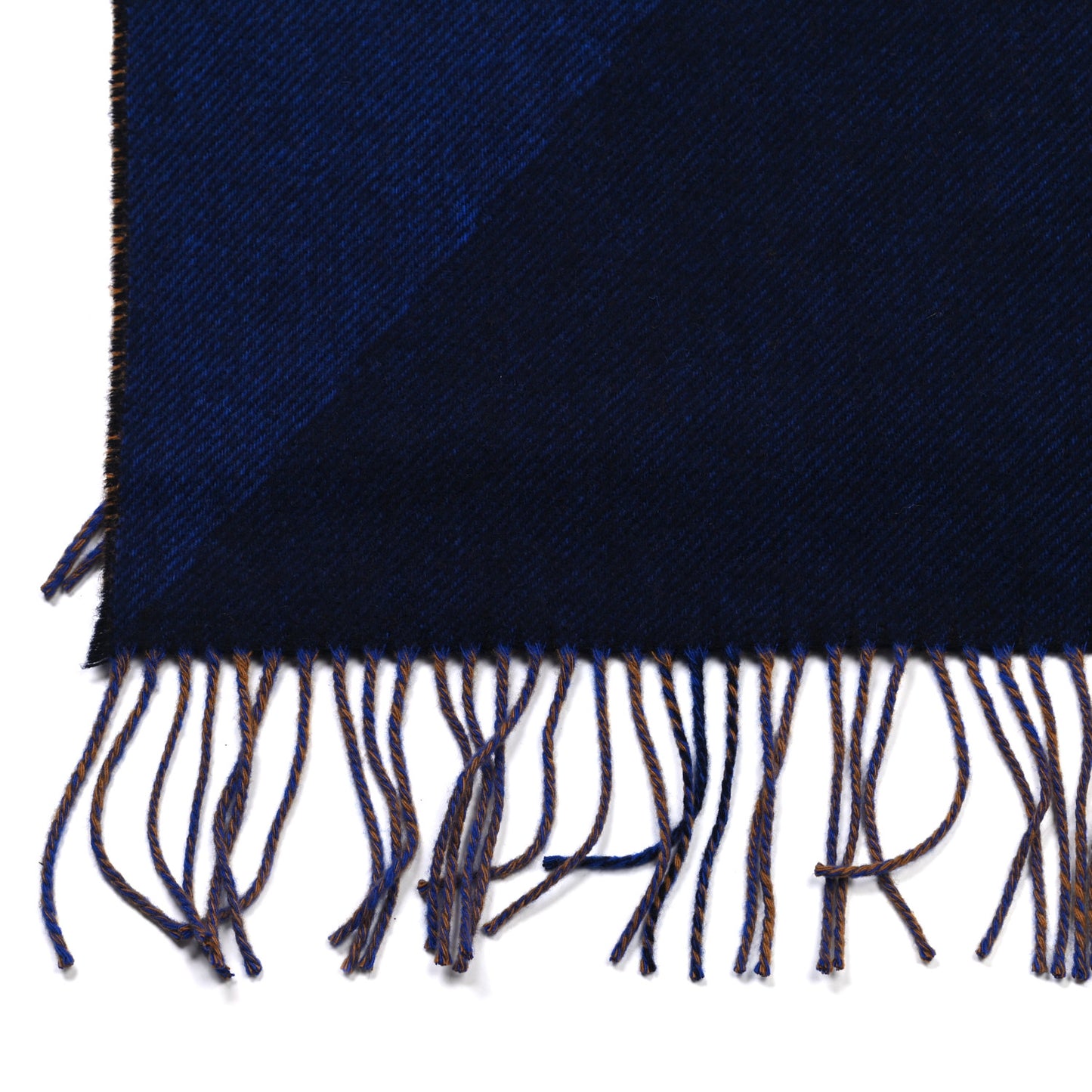 Wool Calfskin Reversible Highlands Poncho Navy Royal Fauve