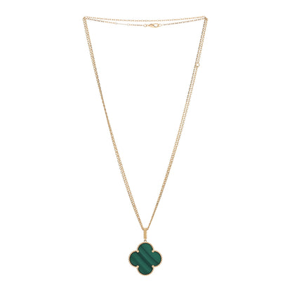 Van Cleef & Arpels 18K Yellow Gold Malachite Magic Alhambra Pendant Necklace 2 of 4