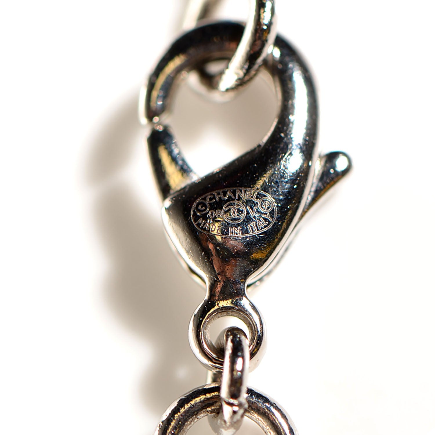 Chanel Crystal CC Necklace Silver 3 of 4