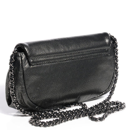 Chanel Metallic Caviar Half Moon Wallet On Chain WOC Dark Silver 3 of 7