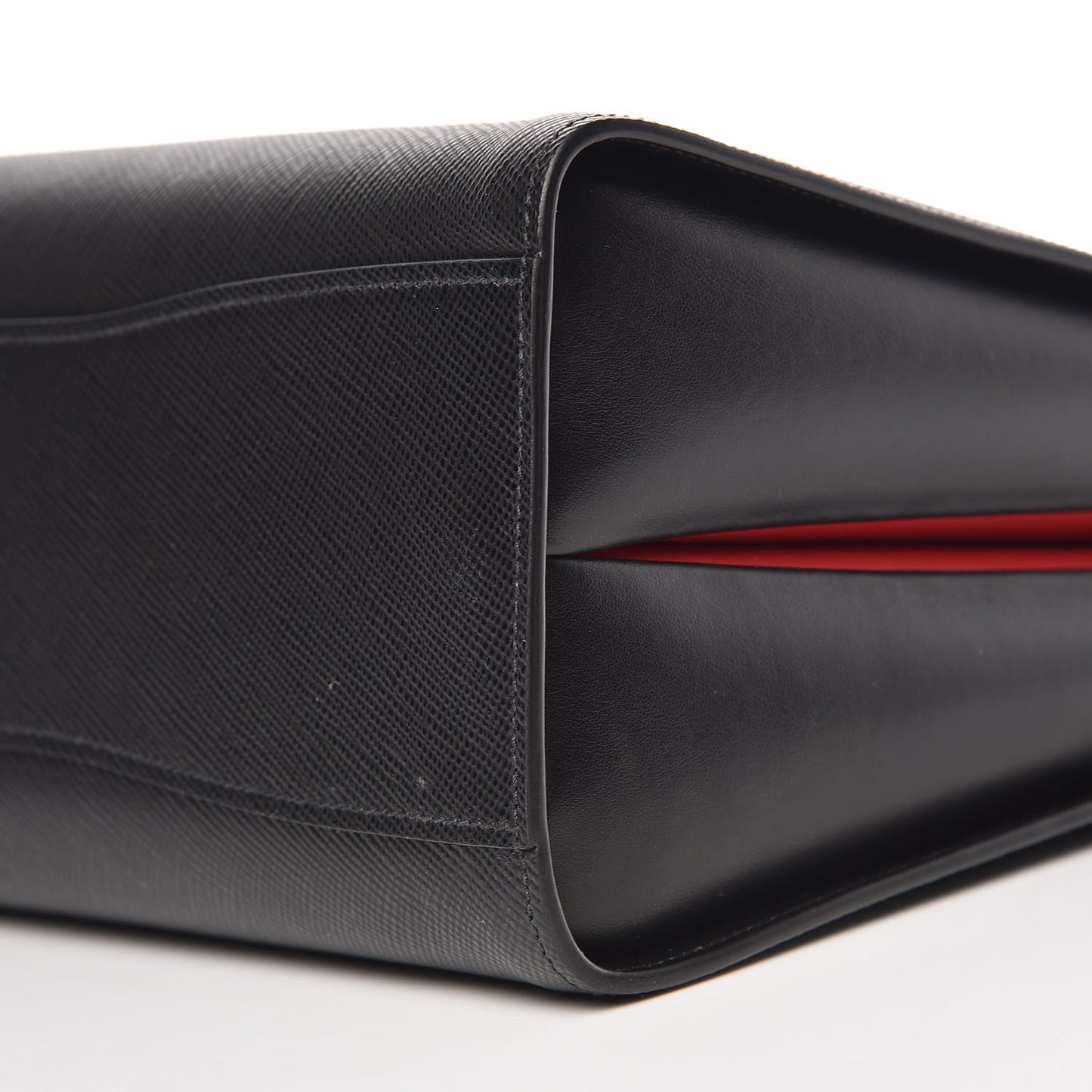 Saffiano City Calfskin Large Bibliothèque Top Handle Black Fuoco