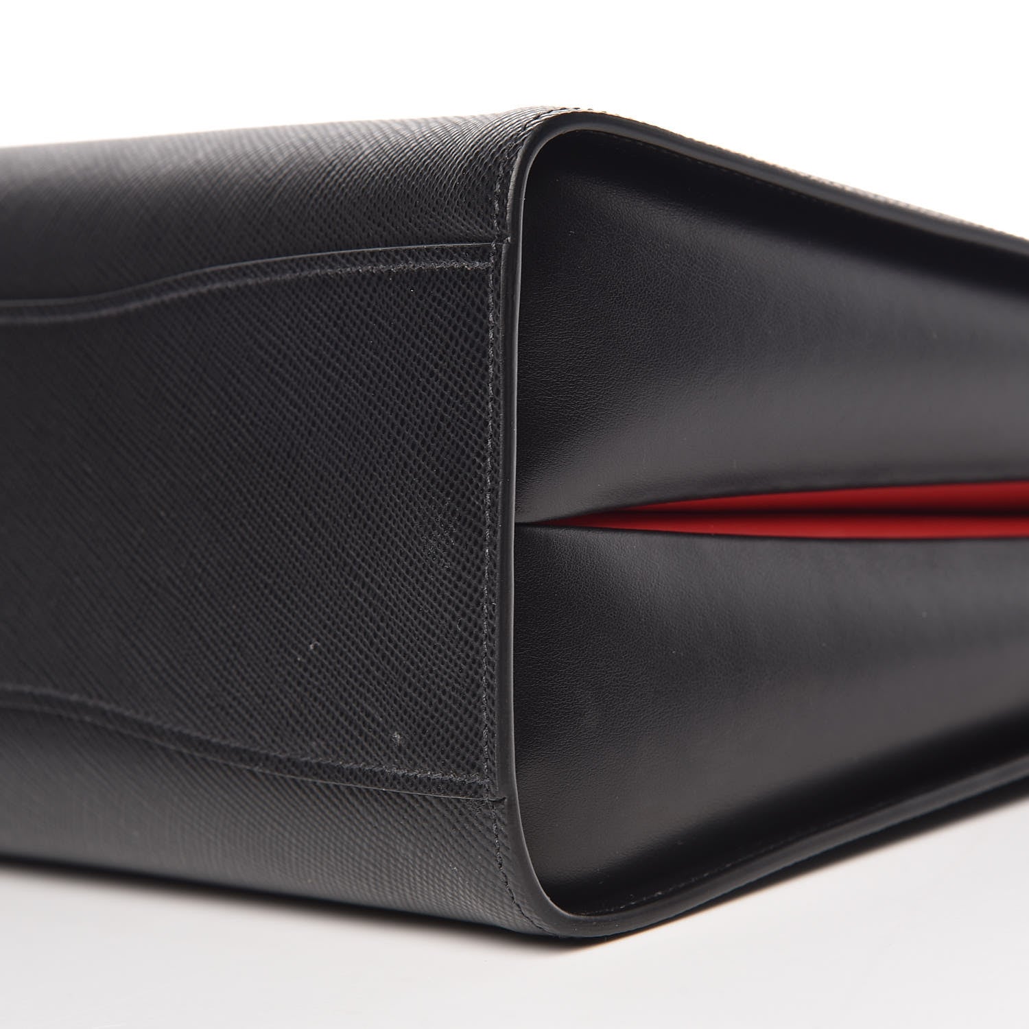 Prada Saffiano City Calfskin Large Bibliothèque Top Handle Black Fuoco 10 of 10