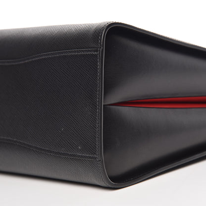 Prada Saffiano City Calfskin Large Bibliothèque Top Handle Black Fuoco 10 of 10