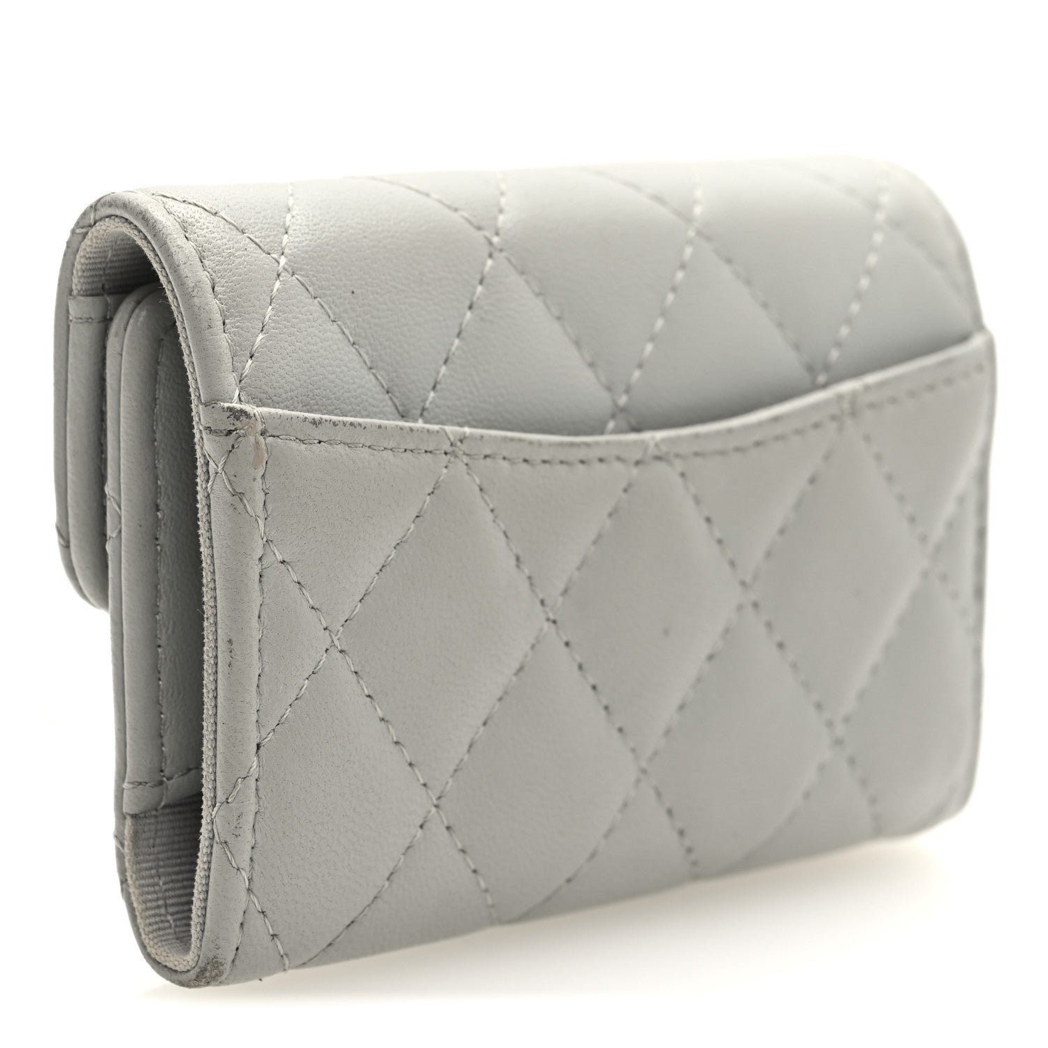 Chanel Lambskin Quilted Classic 4 Key Holder Wallet Grey 3 of 8