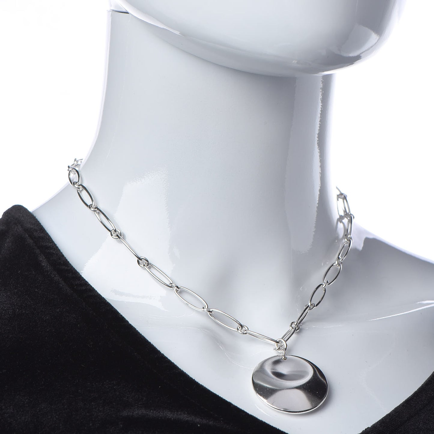 Sterling Silver Elsa Peretti Round Disc Pendant Necklace