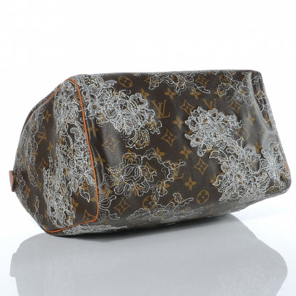Louis Vuitton Monogram Dentelle Speedy 30 Silver 4 of 7