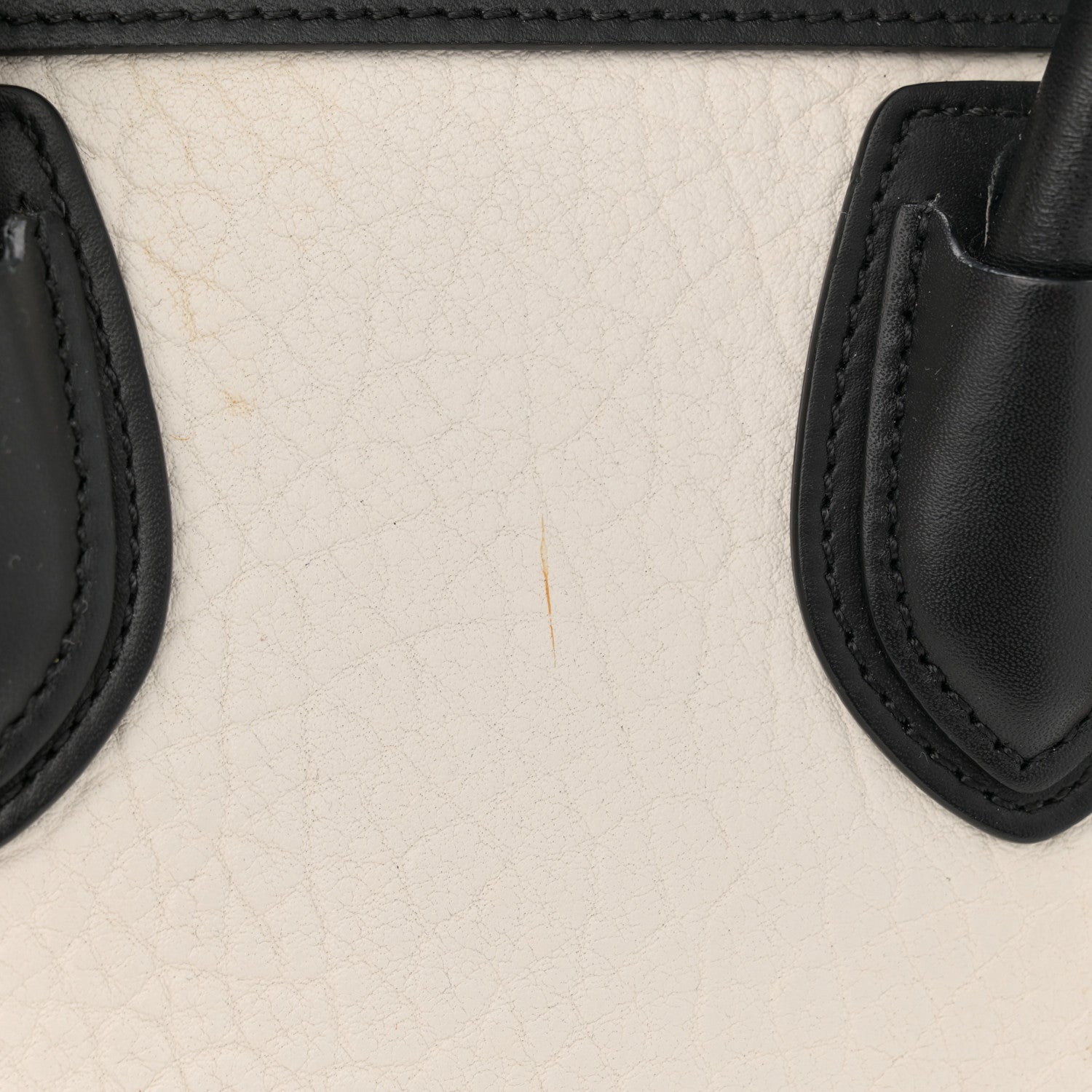 Celine Bullhide Calfskin Nubuck Bi-Color Nano Luggage Black White 13 of 14