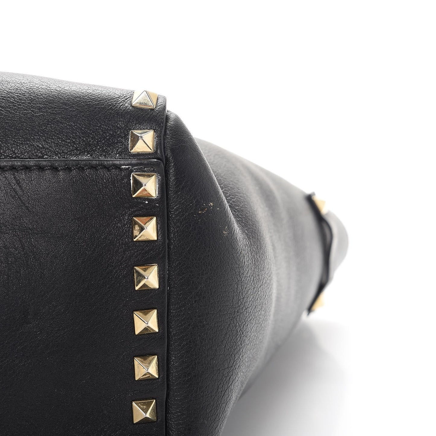 Vitello Rockstud Double Handle Tote Black