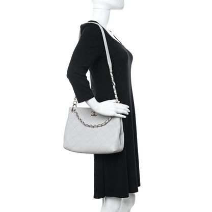Chanel Caviar Quilted City Walk Hobo Light Grey 2 of 10